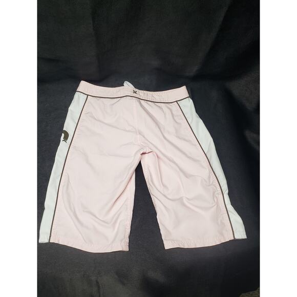 Hurley Pink White w. Brown Trim Board Shorts w. Small Pocket on The Side Size 0 - Picture 3 of 7